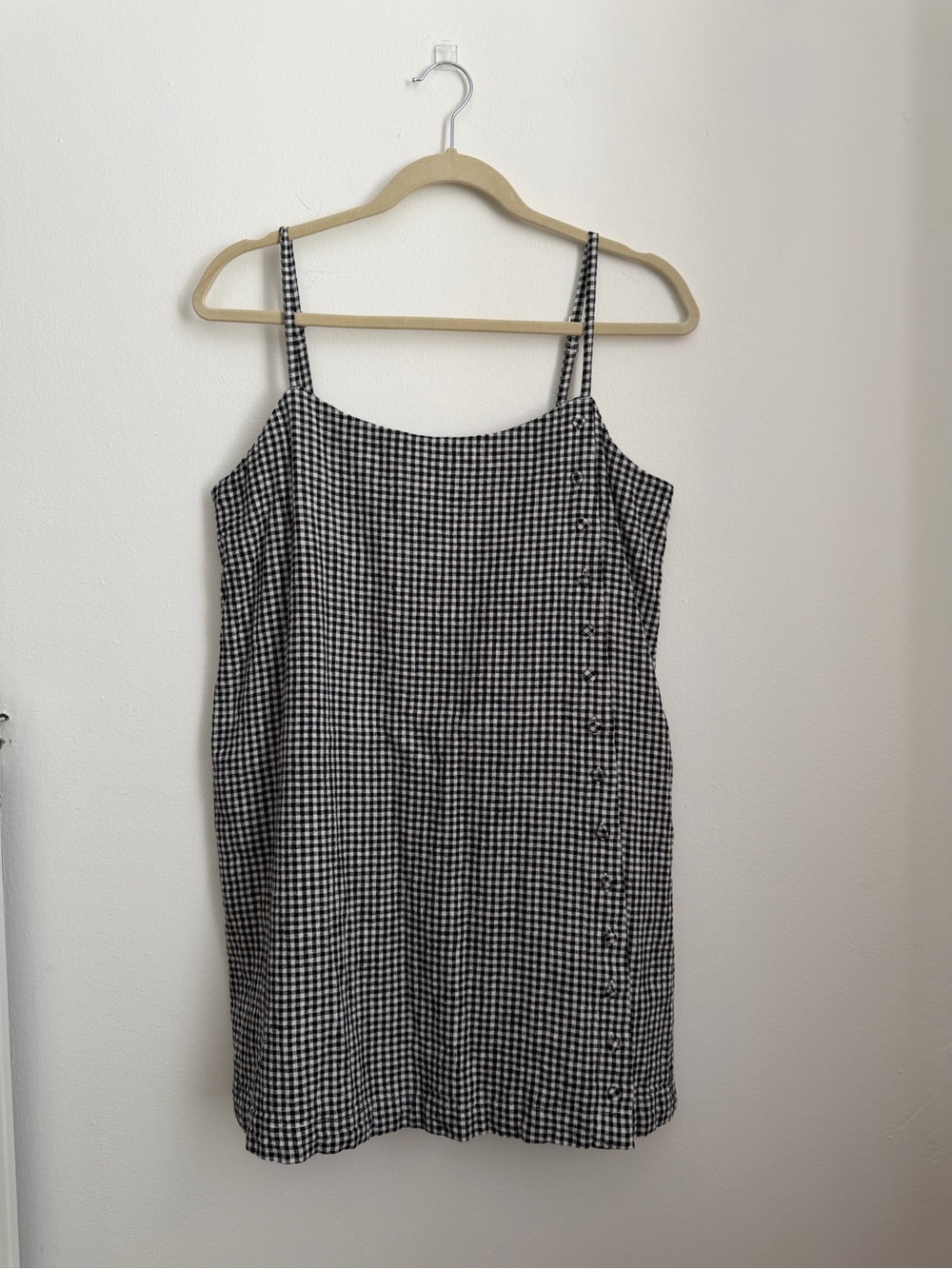 Abercrombie Linen Blend Button Skort in Black Gingham - Picture 3 of 6